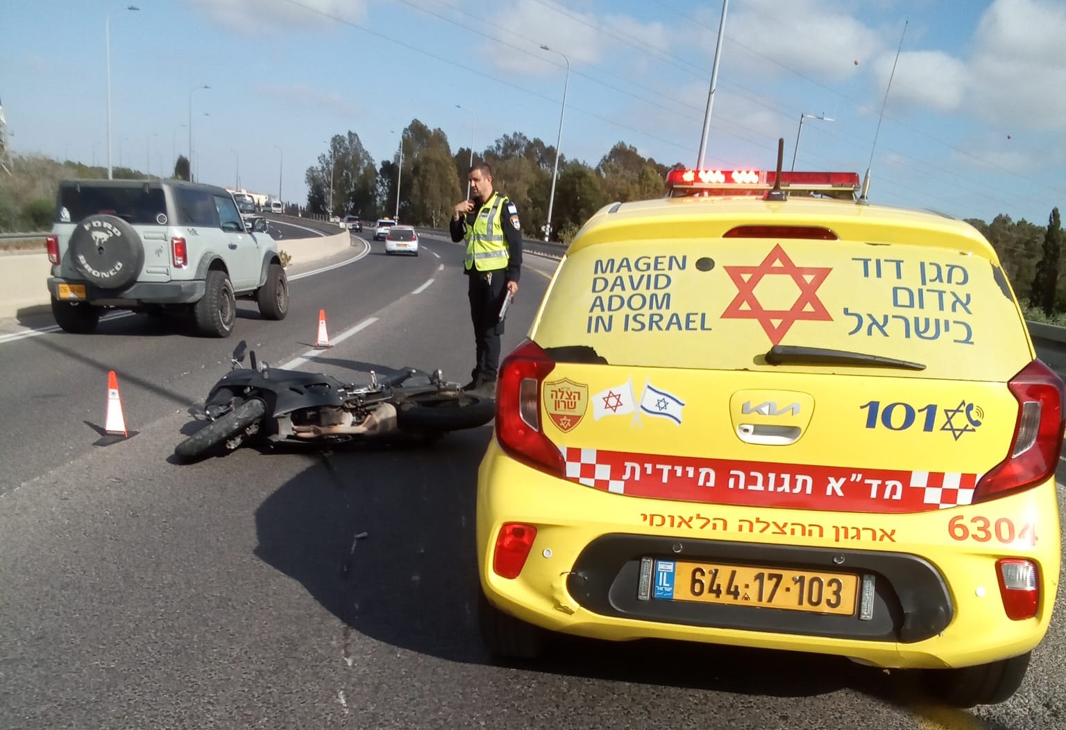  רוכב אופנוע בן 18 נפצע באורח קשה בתאונה סמוך לבית יהושע