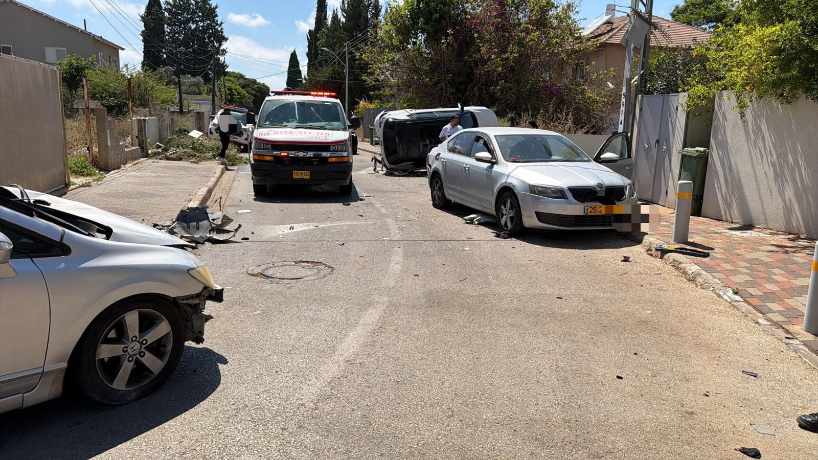 תאונת דרכים בין מספר כלי רכב ברחוב בר יהודה בקדימה צורן