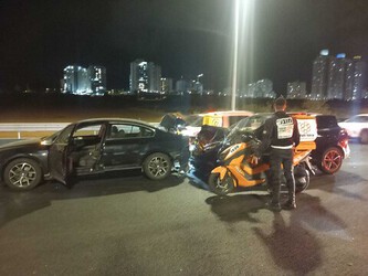 3 פצועים בתאונה בין שני כלי רכב סמוך למחלף האר"י