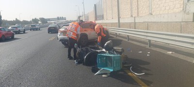 רוכב קטנוע בן 48 החליק ונחבל בכביש 2 בסמוך למחלף פולג