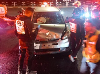 ארבעה נפגעים בתאונה בצומת בכביש 57 בנתניה