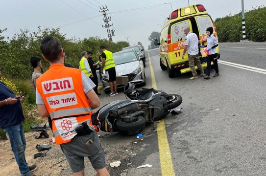 רוכב קטנוע נפצע בינוני כתוצאה מתאונה בסמוך לתל מונד רוכב קטנוע נפצע בינוני כתוצאה מתאונה בסמוך לתל מונד