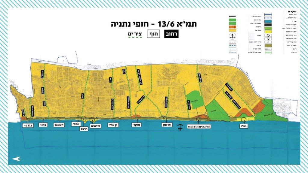 מדיניות הבנבכל אחד מהמתחמים סומנו האזורים המאושרים לבנייה לפי תכניות קיימות, והאזורים המהווים פוטנציאל התערבות עתידיייה בחופי נתניה  אושרה מדיניות הבנייה לאורך החופים